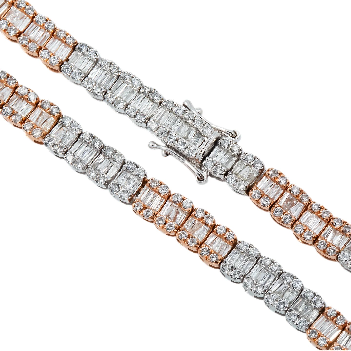 Baguette Diamond Tennis Necklace 7mm 22Inches