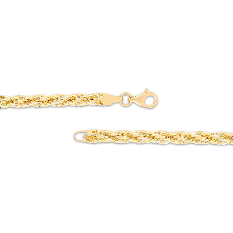 4mm Diamond-Cut Rope Chain Bracelet 10K Yellow Gold 8"