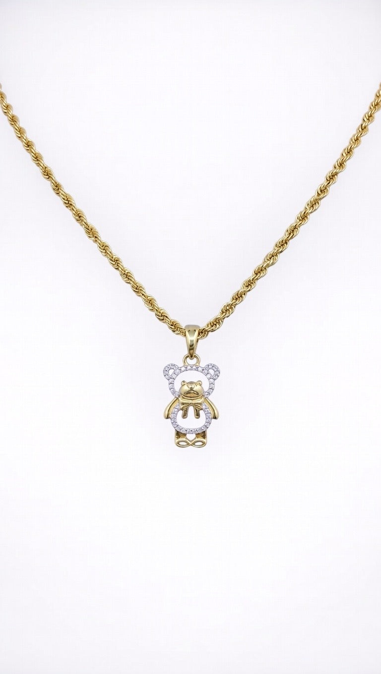 Diamond 'TEDDY BEAR' Pendant with Necklace