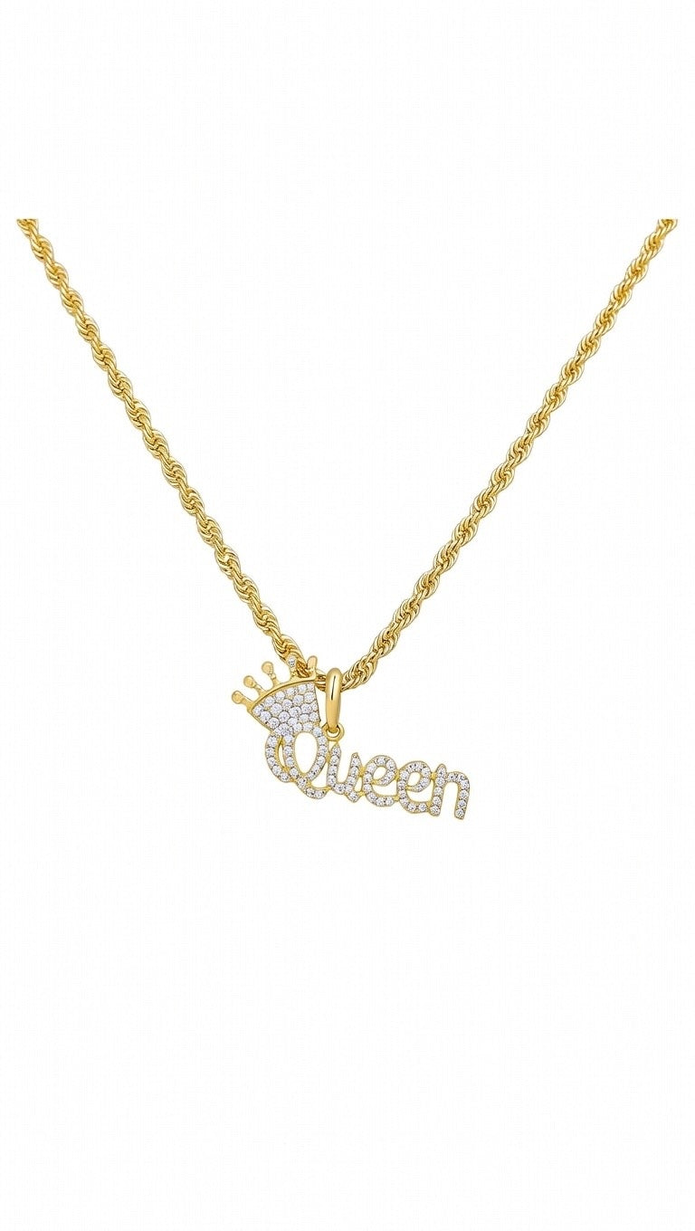 Diamond 'QUEEN' Pendant with Necklace