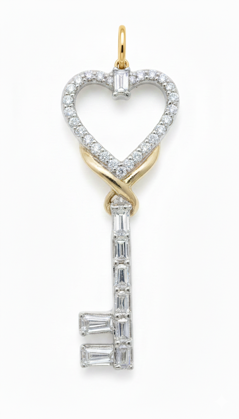 Diamond Key Pendant with Necklace