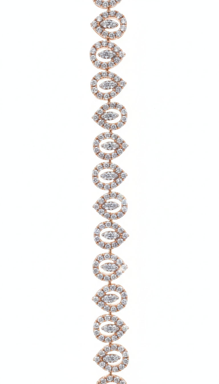 Diamond Pear Shape Bracelet set in Rose Gold