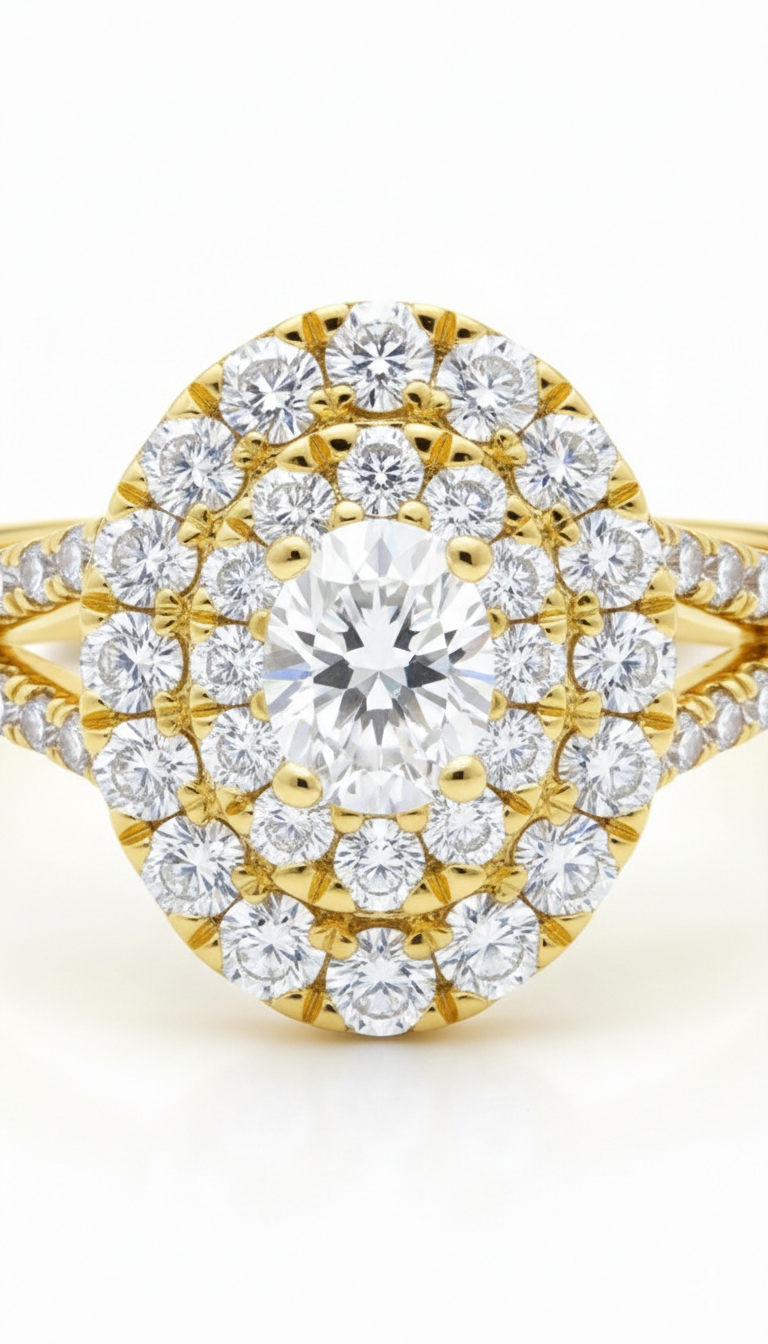 1.15 CT. Oval/Round Diamond Engagement Ring in 10K Yellow Gold