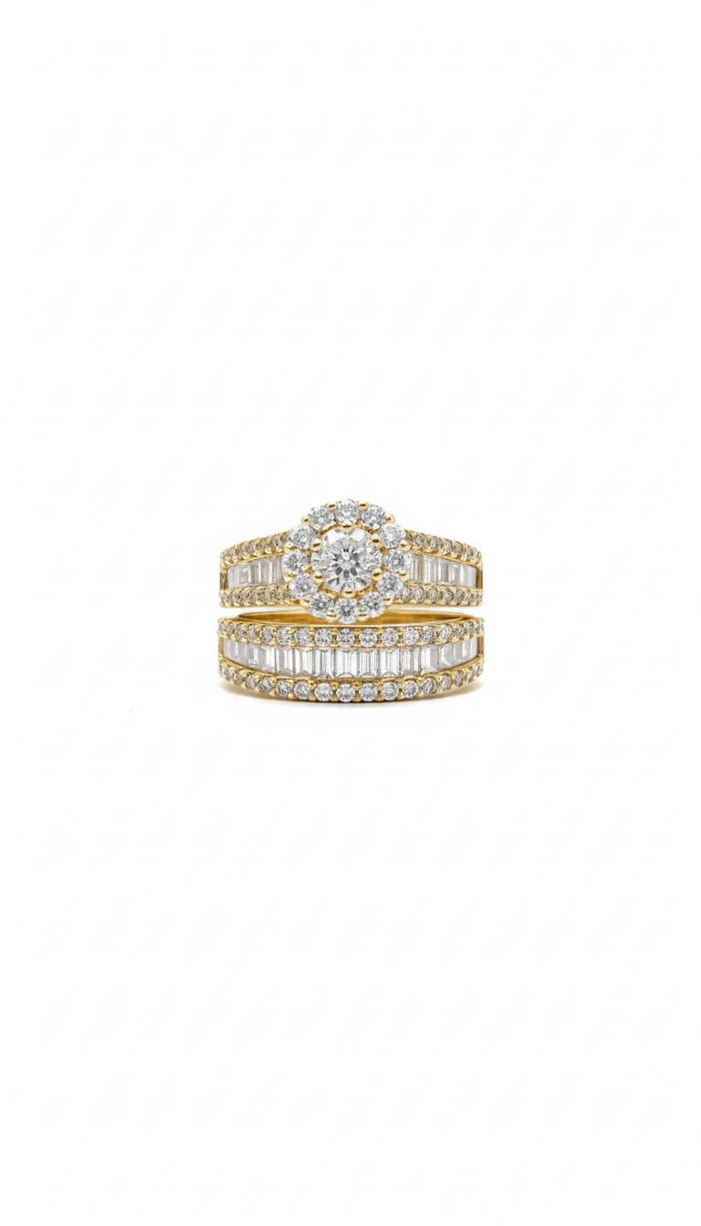 2.50 CT. T.W. Round/Baguette-Cut Diamond Engagement Ring with Band