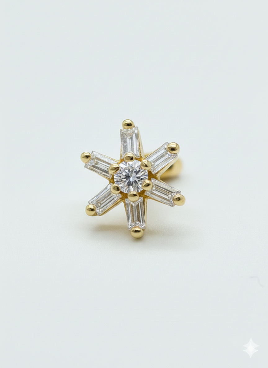 Diamond Nose Pin - 18K Gold
