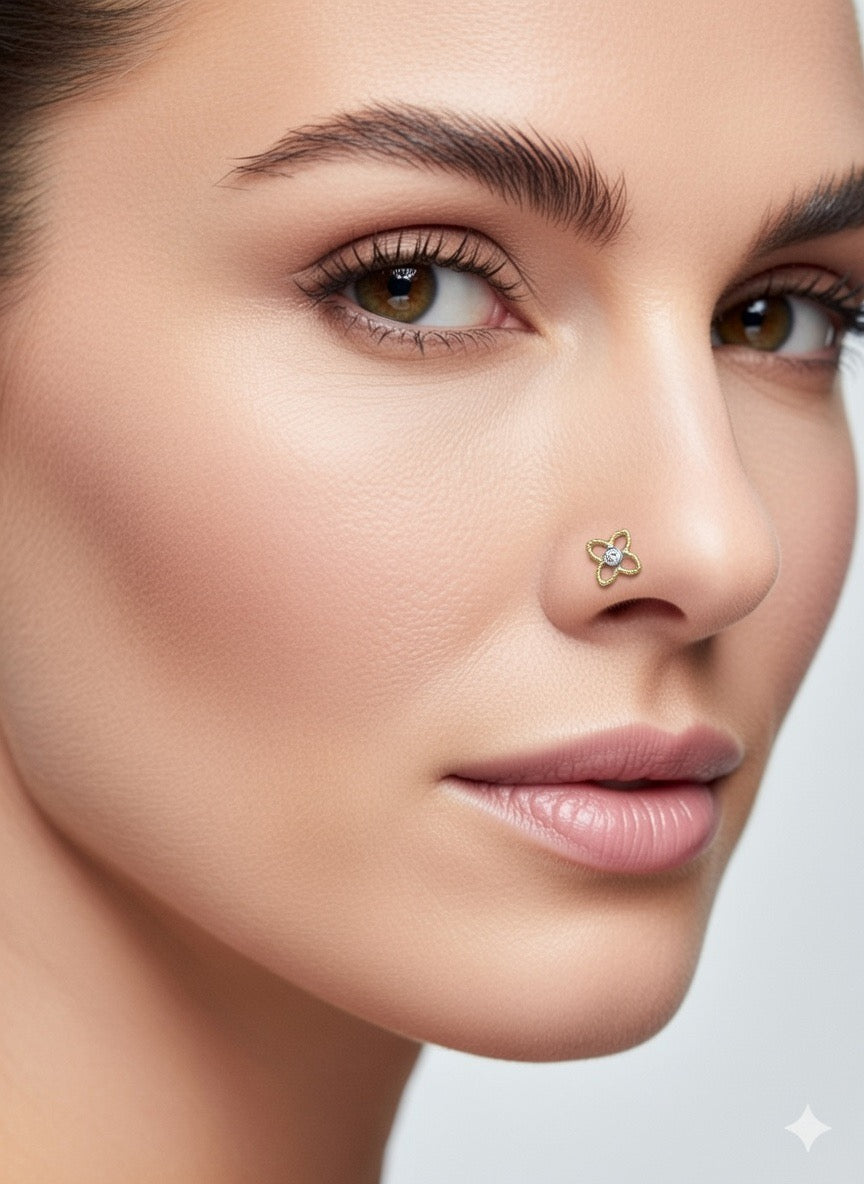 Diamond Nose Pin - 18K Gold