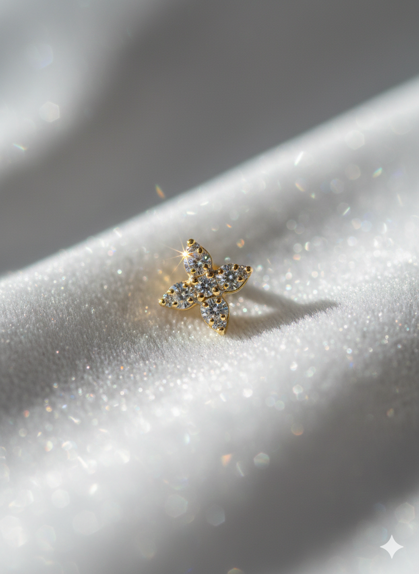 Diamond Nose Pin - 18K Gold