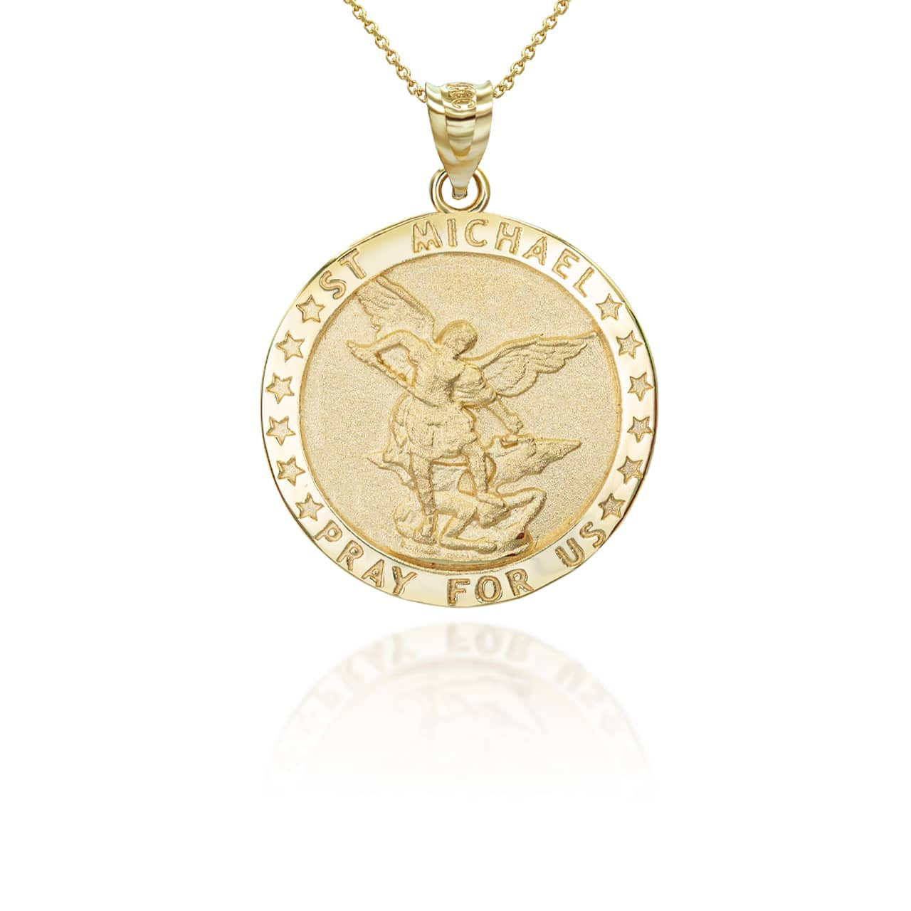 Saint Michael Archangel Medallion Pendant Necklace