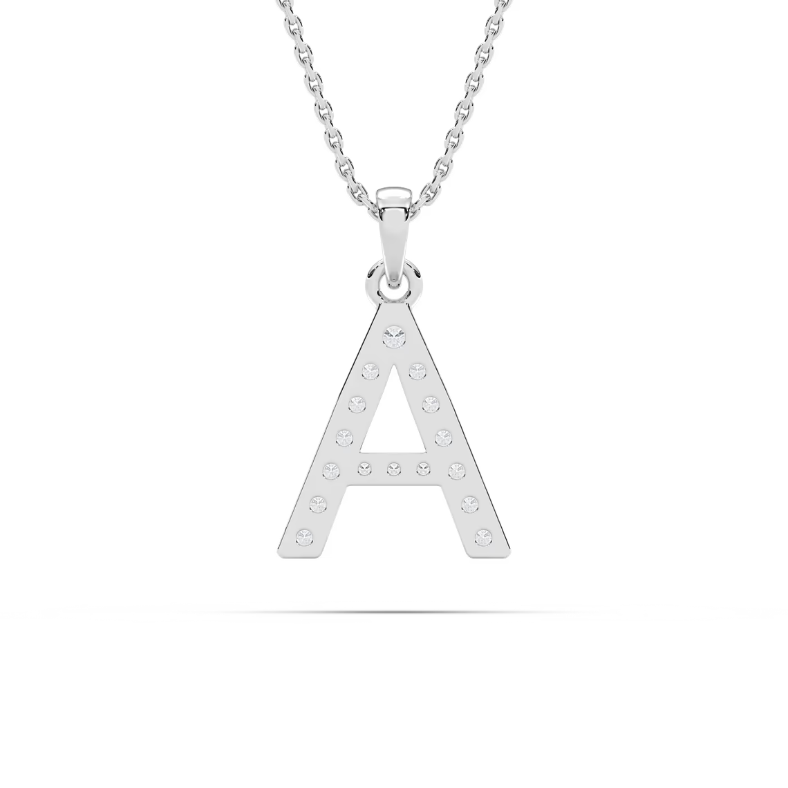 Round Diamond Initial Pendant - A