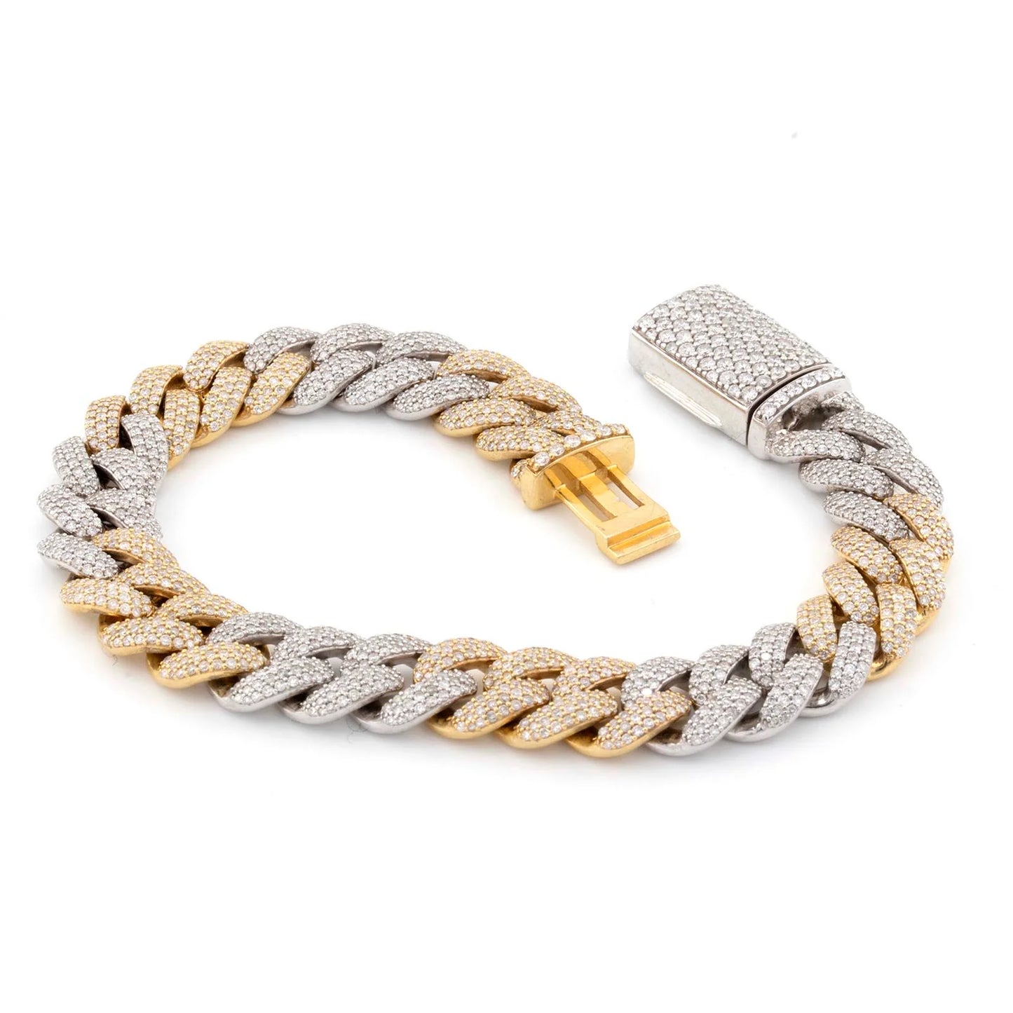 Diamond Cuban Link Bracelet TwoTone Yellow & White Gold
