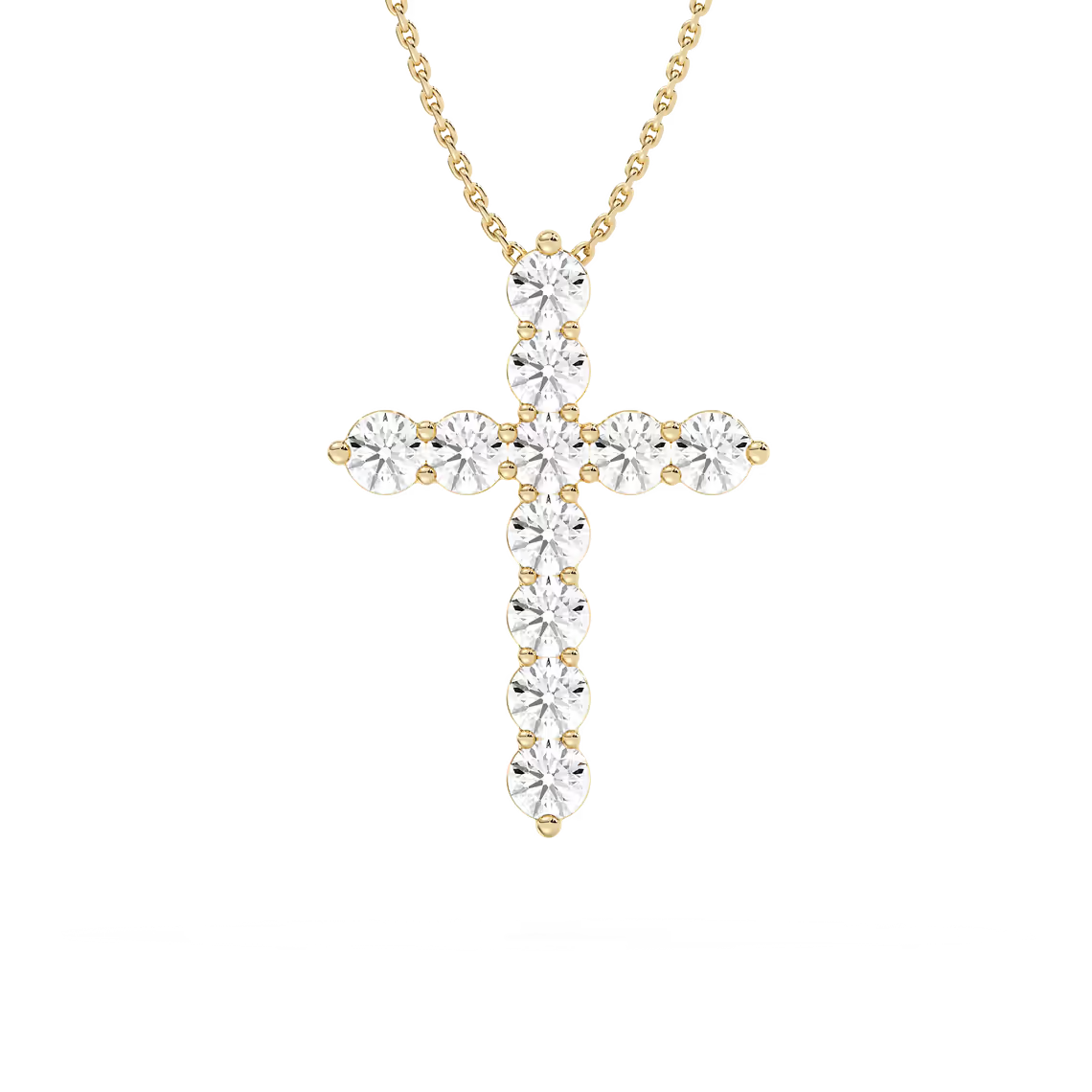 1/2 ctw Round Diamond Shared Prong Cross Pendant