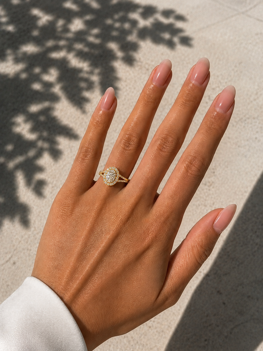 1.15 CT. Oval/Round Diamond Engagement Ring in 10K Yellow Gold