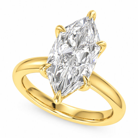 "The Margot" - 3 CT. Dutch Marquise-Cut Diamond Solitaire Engagement Ring in 14K Gold