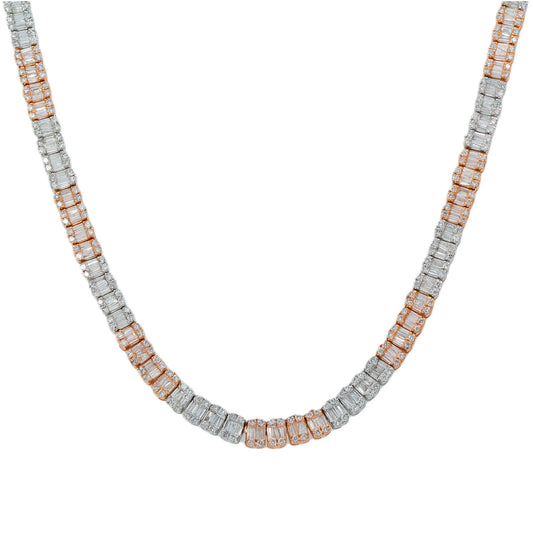 Baguette Diamond Tennis Necklace 7mm 22Inches