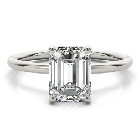 1.25 CT. Emerald-Cut Diamond Solitaire Engagement Ring in 14K White Gold with a Hidden Halo