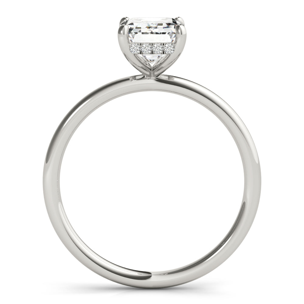 1.25 CT. Emerald-Cut Diamond Solitaire Engagement Ring in 14K White Gold with a Hidden Halo
