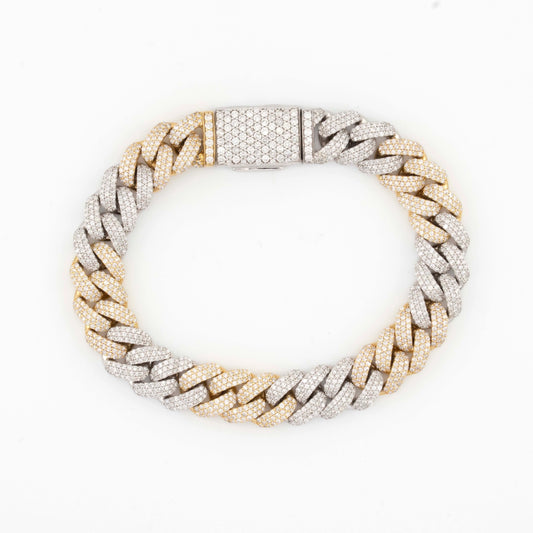 Diamond Cuban Link Bracelet TwoTone Yellow & White Gold