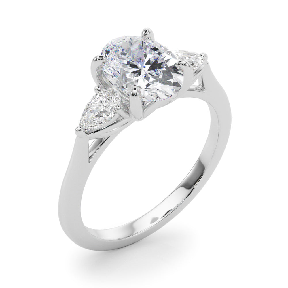 2 CT. Oval-Cut Diamond Solitaire Engagement Ring in 14K White Gold with Pear sides