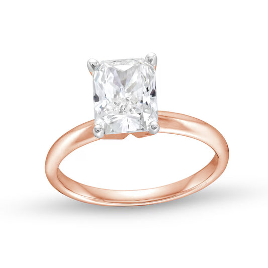 2 CT. Radiant-Cut Diamond Solitaire Engagement Ring in 14K Rose Gold