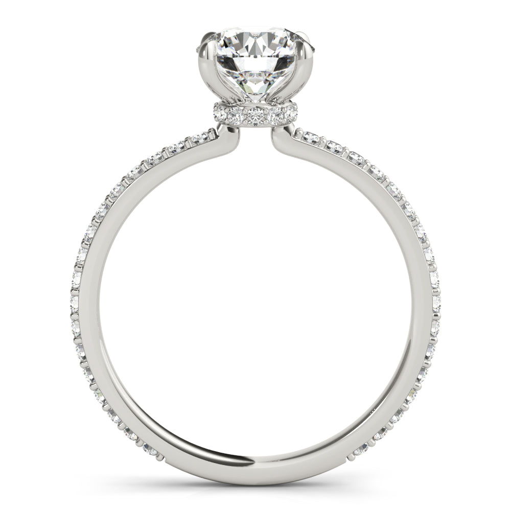 2 CT. Round-Cut Diamond Solitaire Engagement Ring in 14K White Gold with an Accented Collar
