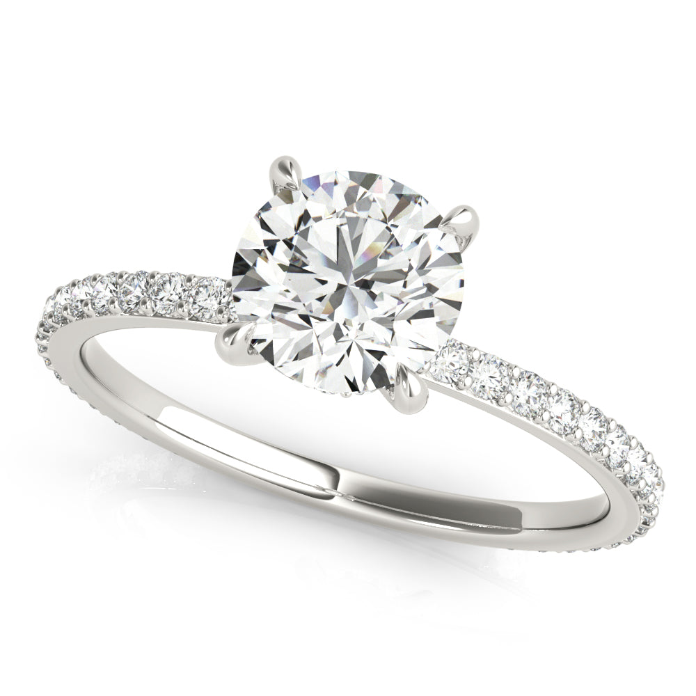 2 CT. Round-Cut Diamond Solitaire Engagement Ring in 14K White Gold with an Accented Collar