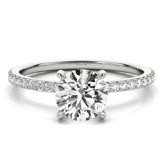 2 CT. Round-Cut Diamond Solitaire Engagement Ring in 14K White Gold with an Accented Collar