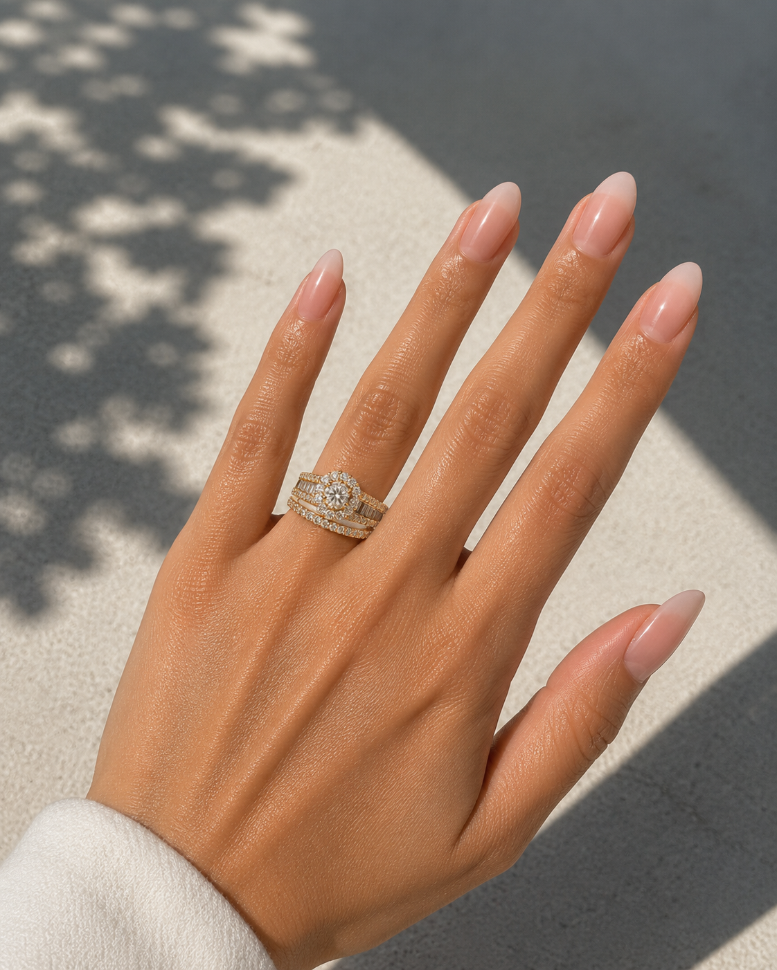 2.50 CT. T.W. Round/Baguette-Cut Diamond Engagement Ring with Band