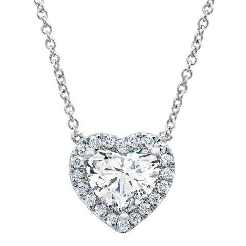 Heart Diamond Solitaire Pendant with Platinum Necklace
