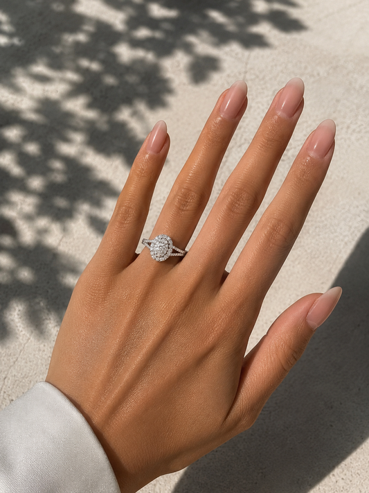 1.15 CT. Oval/Round Diamond Engagement Ring in 10K White Gold