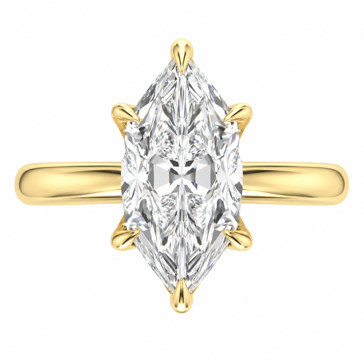"The Margot" - 3 CT. Dutch Marquise-Cut Diamond Solitaire Engagement Ring in 14K Gold