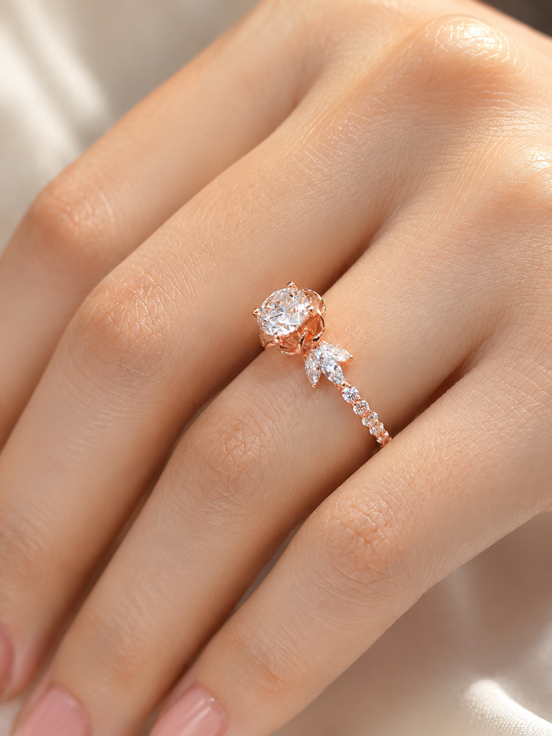 "The Flora" - 1.06 CT. Round-Cut Diamond Solitaire Engagement Ring in 14K Gold