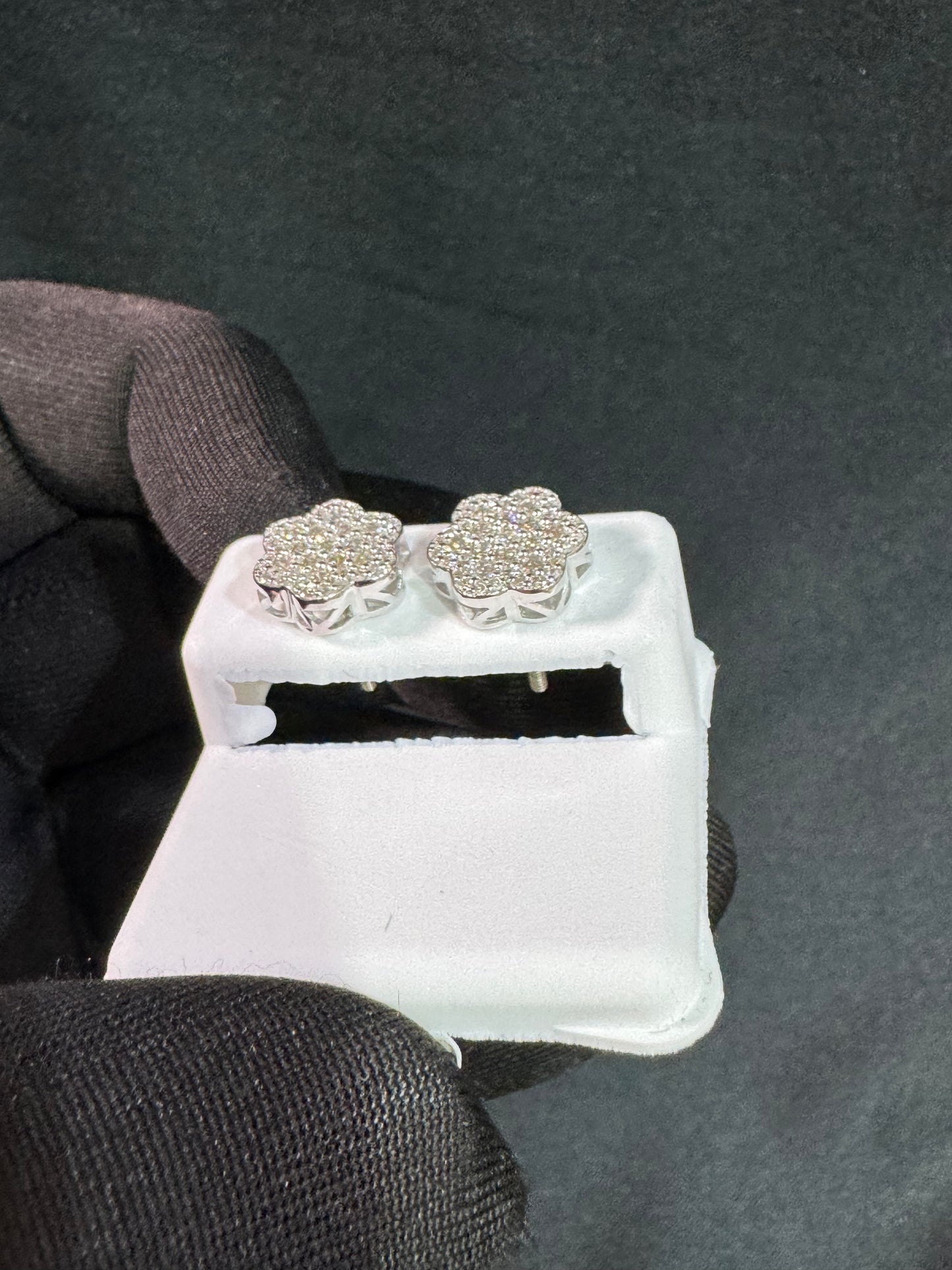 Diamond Flower-Set Earrings