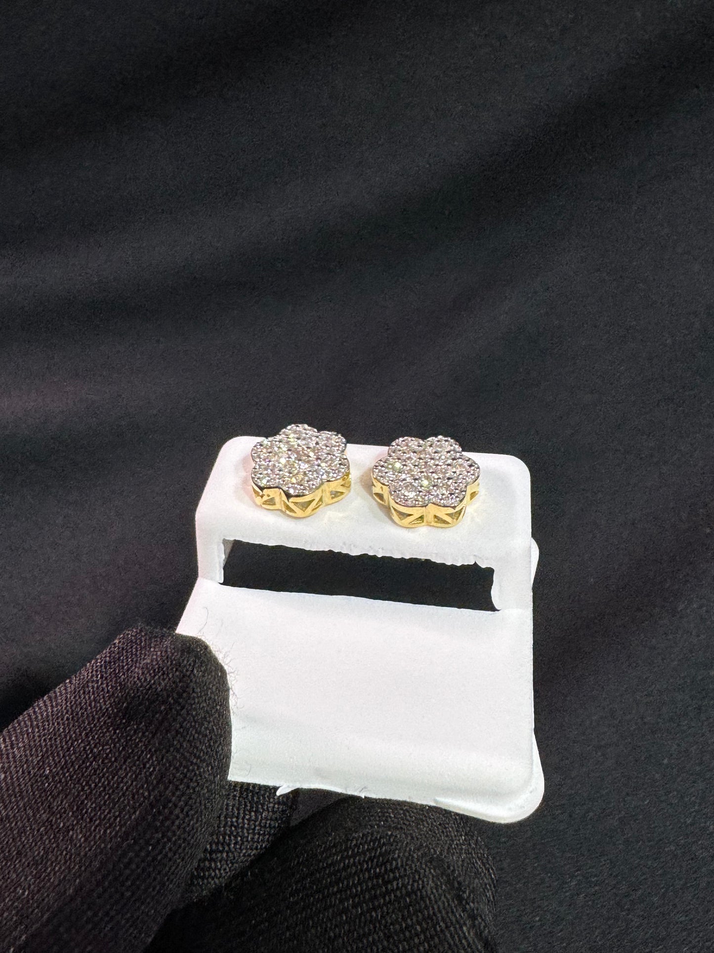 Diamond Flower-Set Earrings