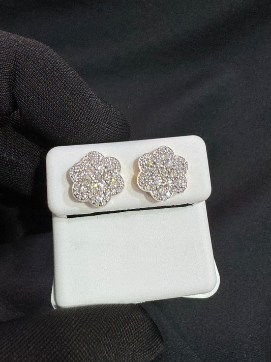 Diamond Flower-Set Earrings