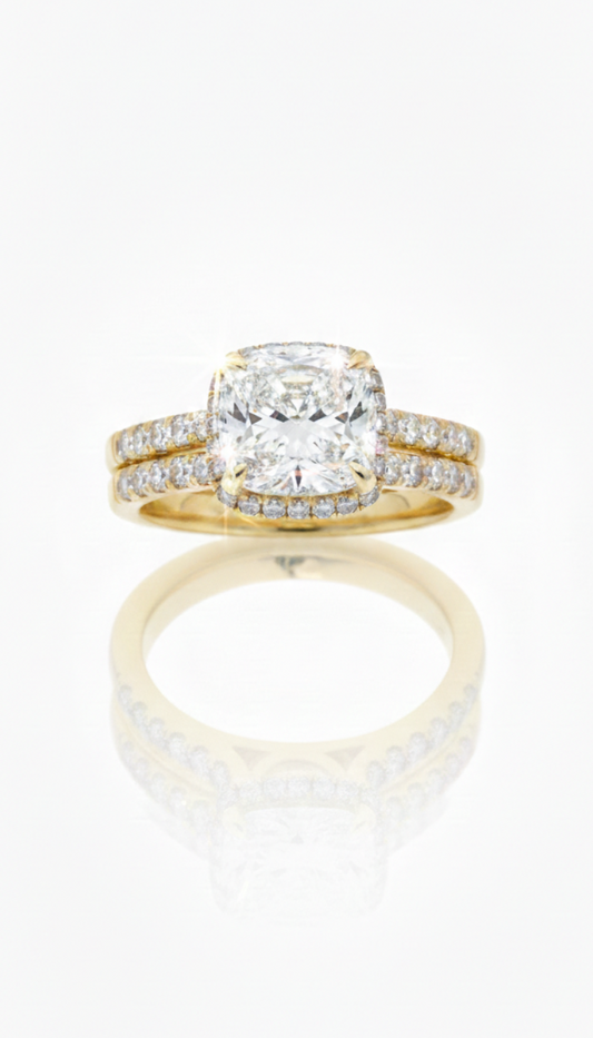 6.82 CT. T.W. Cushion-Cut Diamond Engagement Ring with Band