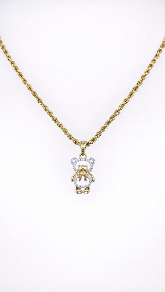 Diamond 'TEDDY BEAR' Pendant with Necklace