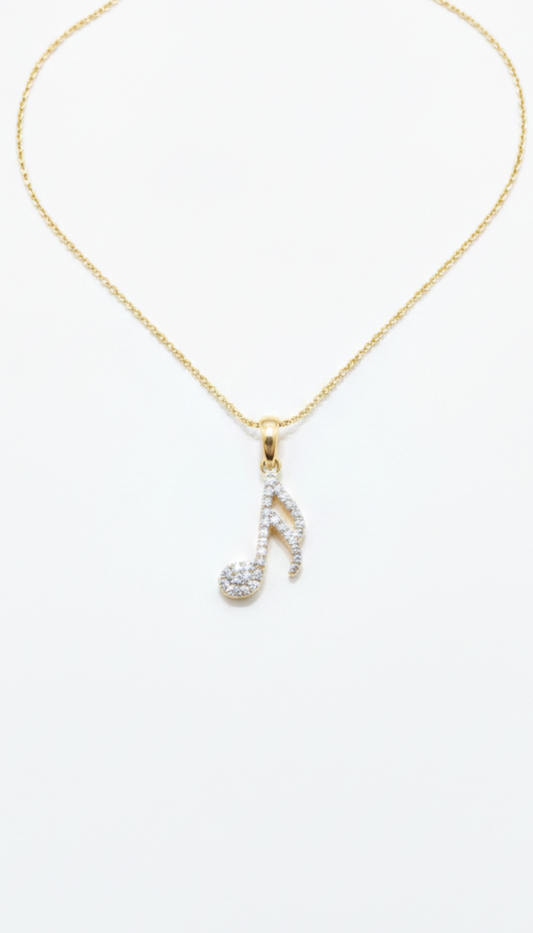 Diamond 'Music Note' Pendant with Necklace