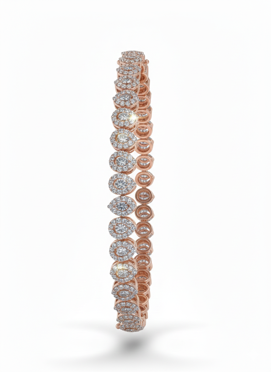 Diamond Pear Shape Bracelet set in Rose Gold