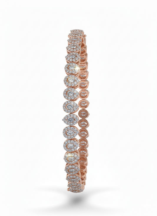 Diamond Pear Shape Bracelet set in Rose Gold