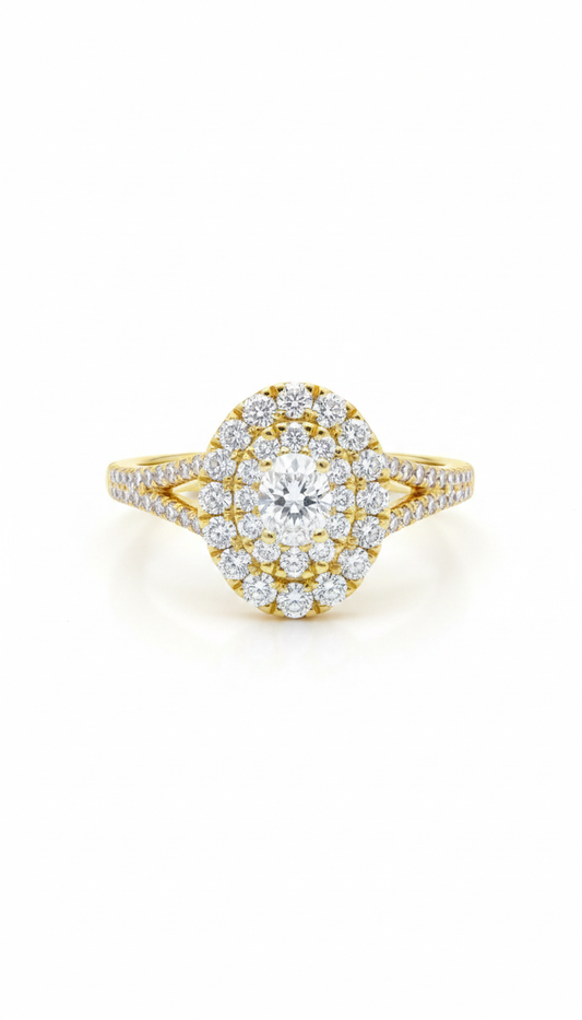 1.15 CT. Oval/Round Diamond Engagement Ring in 10K Yellow Gold