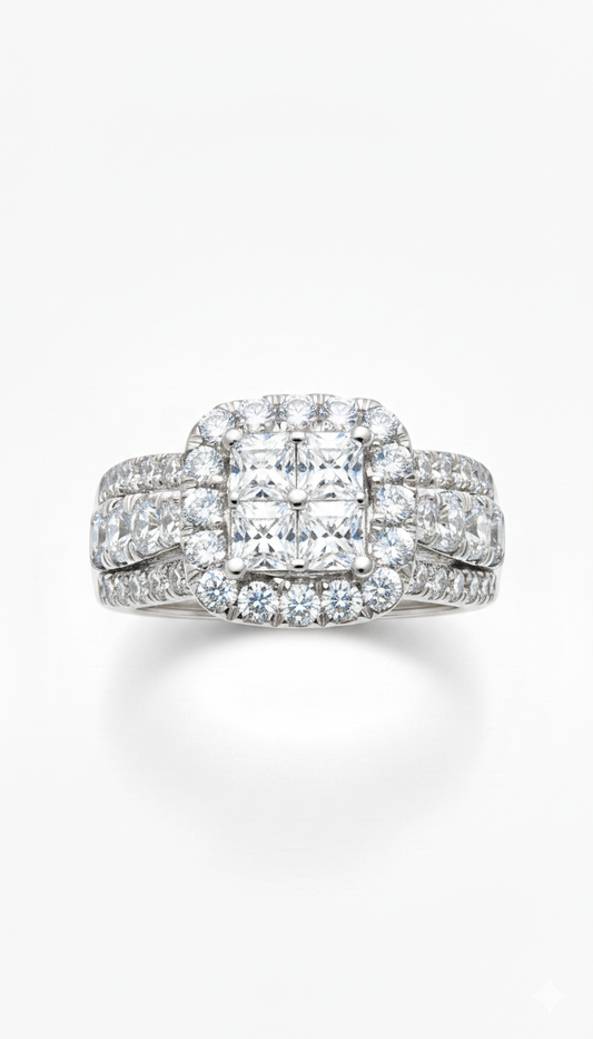 2.09CT. T.W. Princess-Cut Diamond Engagement Ring in 14K White Gold