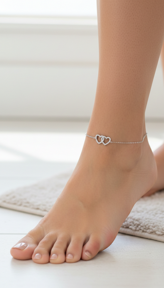 Double Heart Anklet