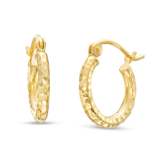 13.0mm Diamond-Cut Hoop Earrings in 10K Gold