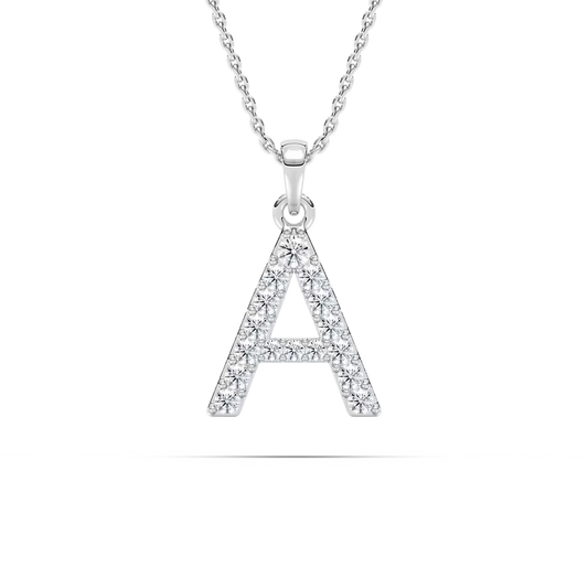 Round Diamond Initial Pendant - A