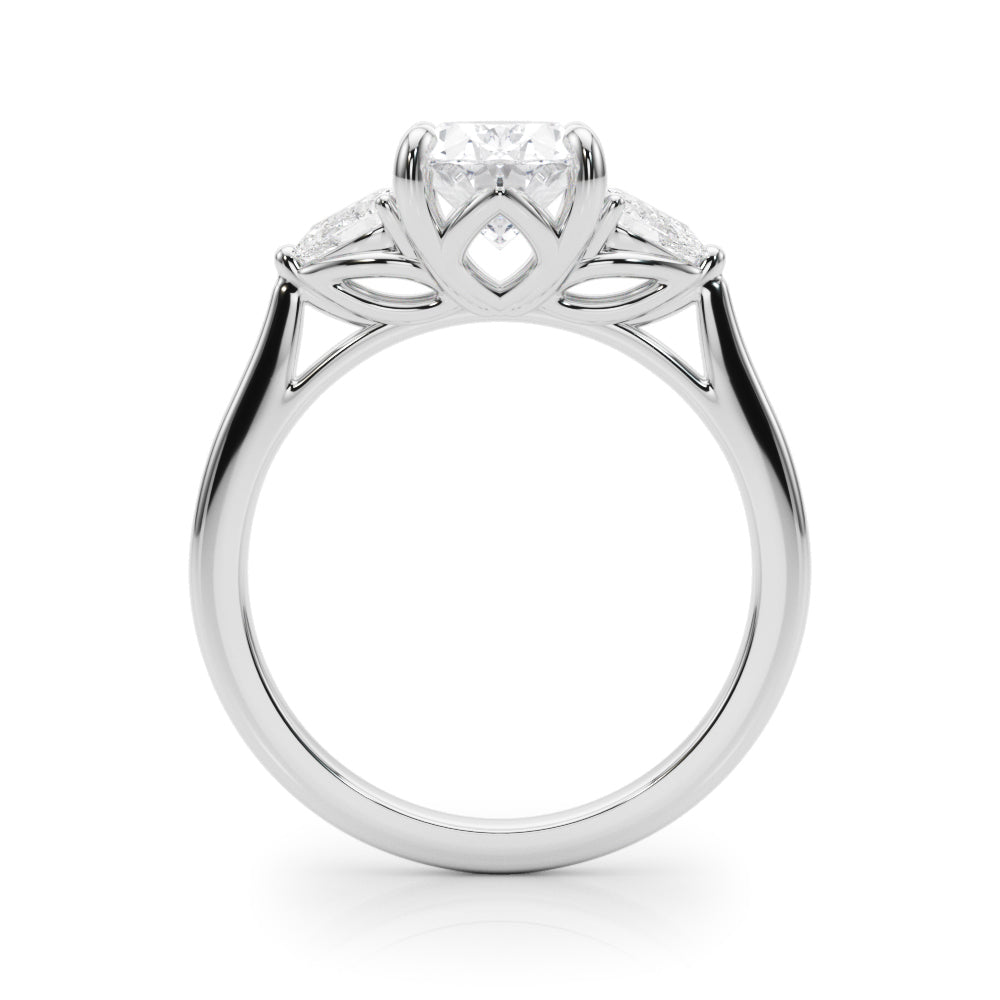 2 CT. Oval-Cut Diamond Solitaire Engagement Ring in 14K White Gold with Pear sides