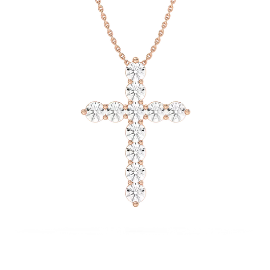 1/2 ctw Round Diamond Shared Prong Cross Pendant