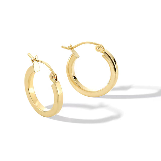 15.0mm Square Hoop Earrings in 10K Gold