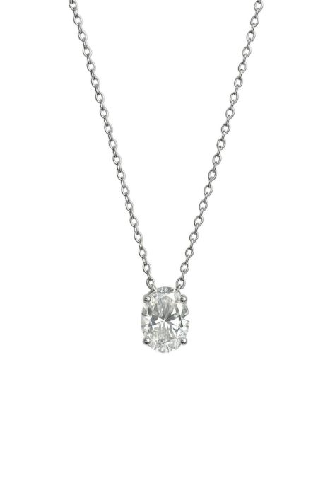Oval Diamond Solitaire with Necklace in White Gold