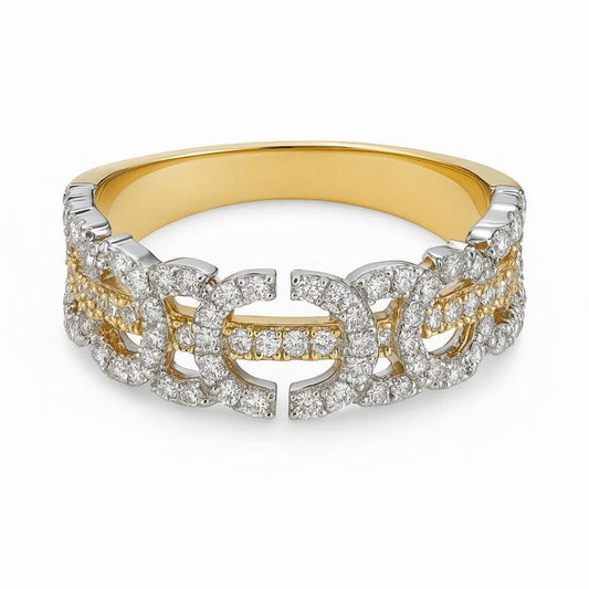 Men's Two Tone Gold Diamond Band