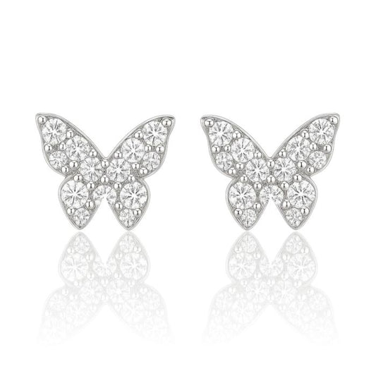 Diamond Butterfly Earrings in White Gold